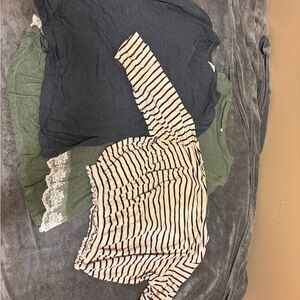 Old Navy Long Sleeve Tops - Striped, Green, and Black